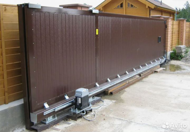 Откатные ворота на гараж профлист 0,7 м гарант