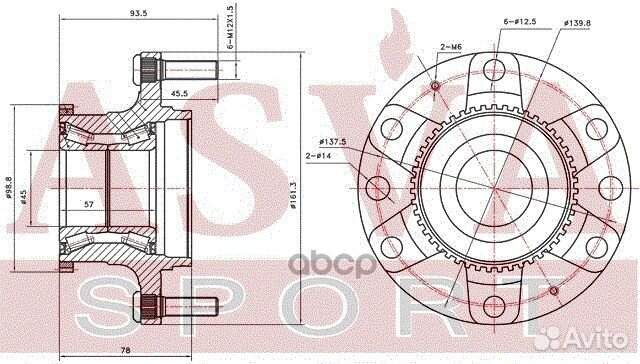 Подшипник ступицы колеса asva hywh-srxf (51750