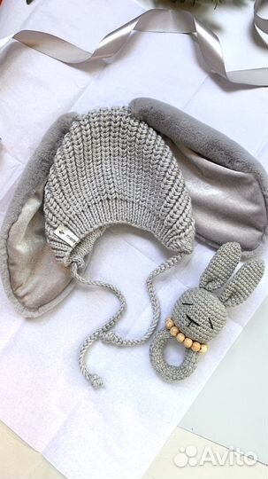 Шапочка с ушками зайки (3-6 мес)