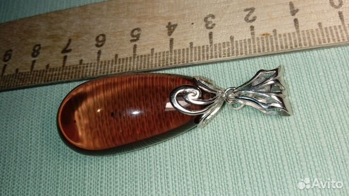 Кулон янтарь серебро 