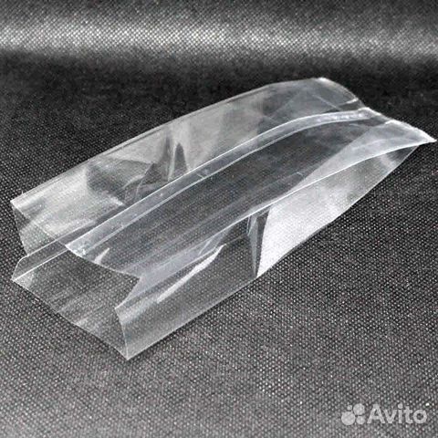 Пакет с центральным швом прозрачный 135+60x275