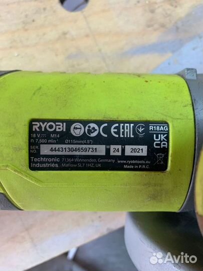 Аккумуляторная ушм Ryobi