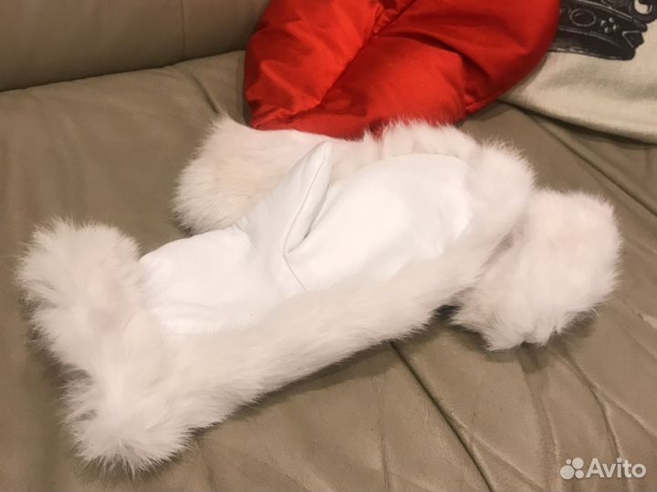 Варежки из натурального меха и натуральной кожи