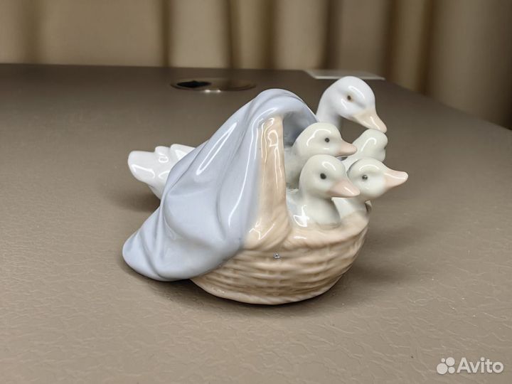 Статуэтка Lladro Гусь Утка Птица Гнездо Утята Испа