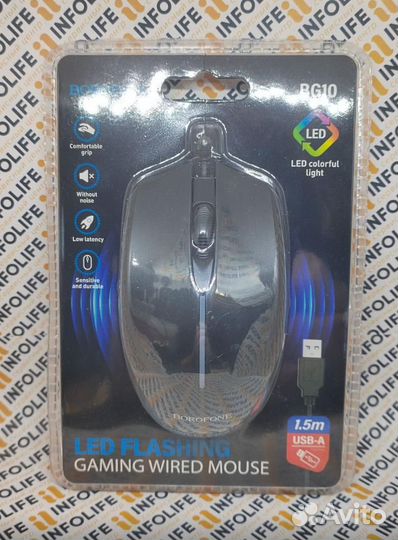 Мышь проводная borofone BG10 черный