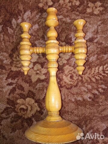 Подсвечник натуральное дерево, высота 36 см