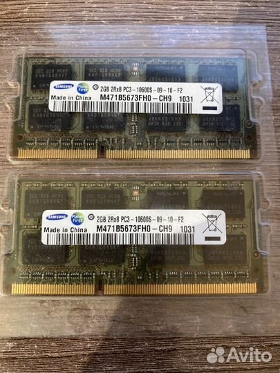 Оперативная память для ноута: Samsung DDR3 2 x 2GB