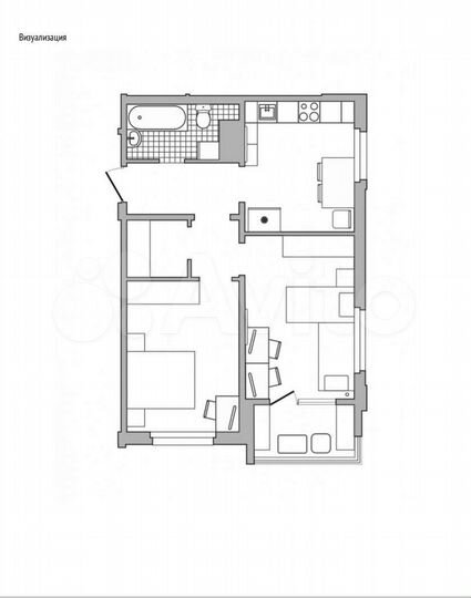 2-к. квартира, 55,4 м², 7/17 эт.