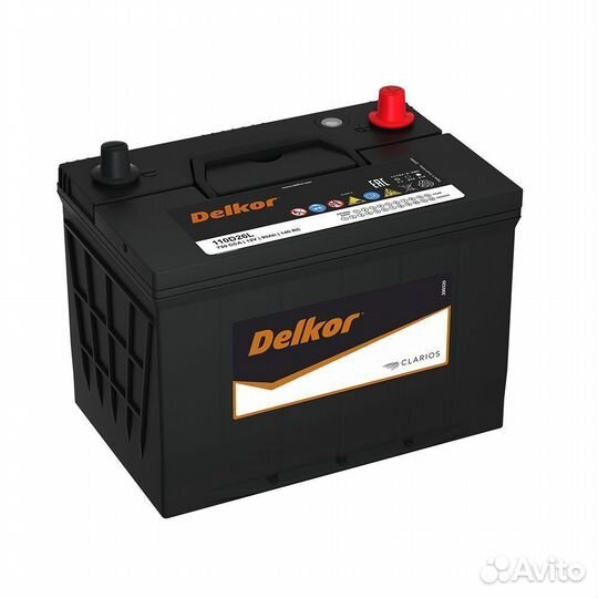 Аккумулятор автомобильный Delkor 110D26R 90Ач прям