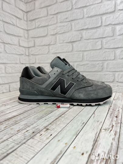 Кроссовки великаны New Balance 574 серые без сетки