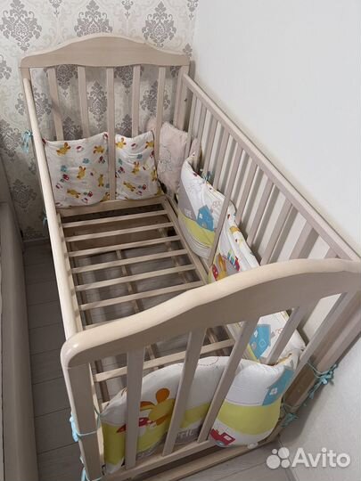Детская кроватка с маятником матрас в подарок