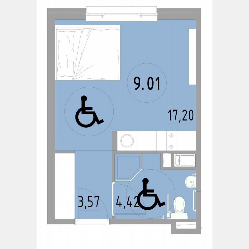 1-к. апартаменты, 25,2 м², 9/13 эт.