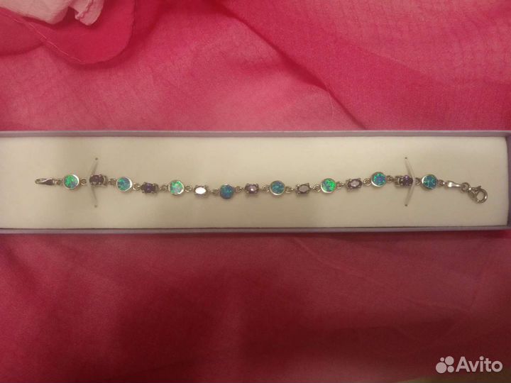 Серебряный браслет с натуральными камнями Греция