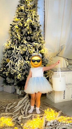 Платье нарядное (снежинки) 86 размер