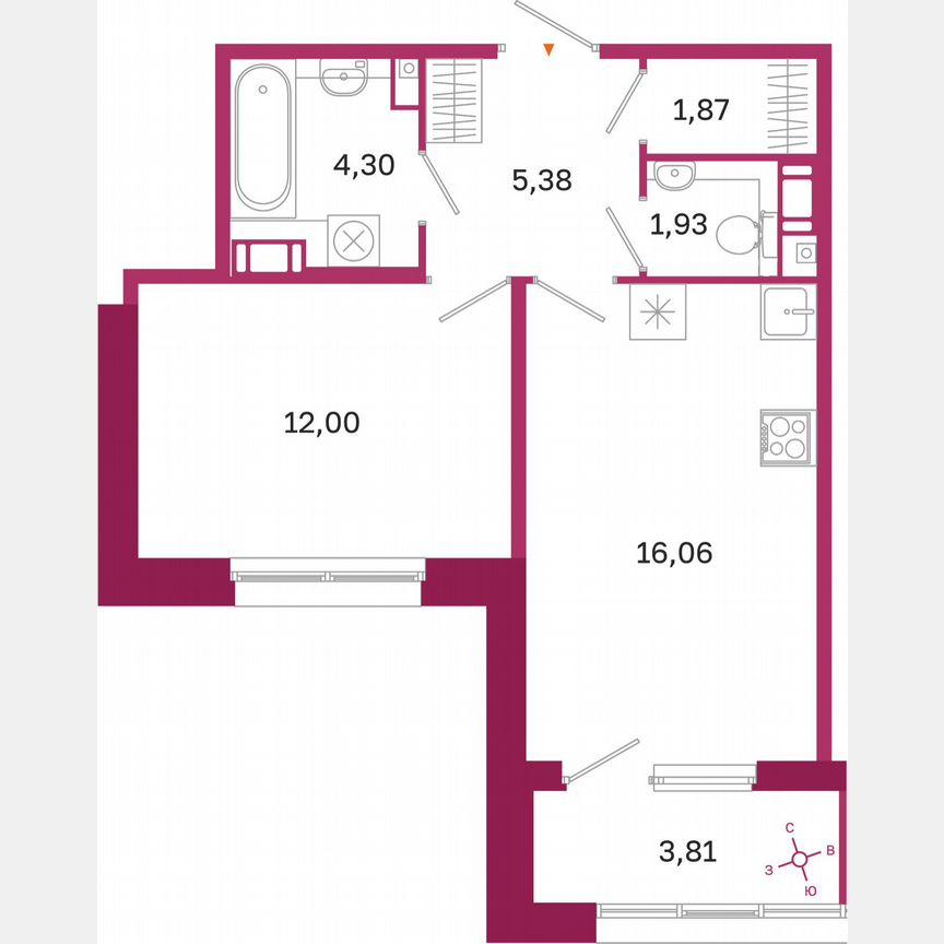 1-к. квартира, 43,5 м², 3/10 эт.