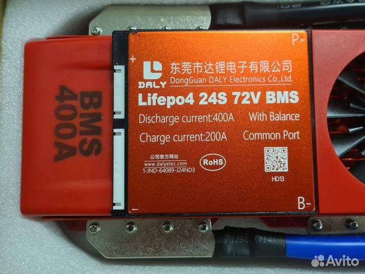 Плата контроля BMS lifepo4 24S 72V 400A Fan