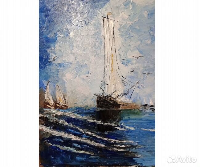 Картина Корабль море маслом 35 на 25