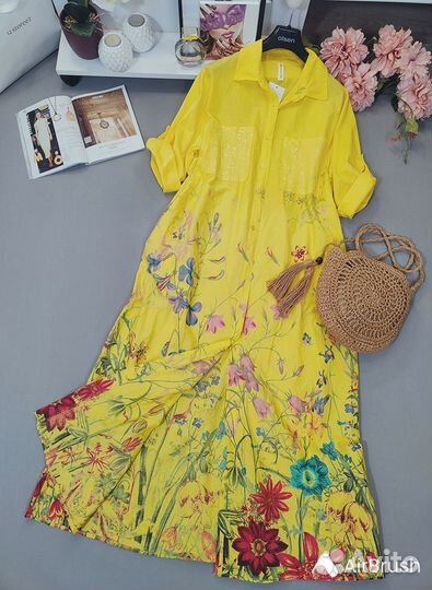 Платье - рубашка Италия, хлопок, единый размер