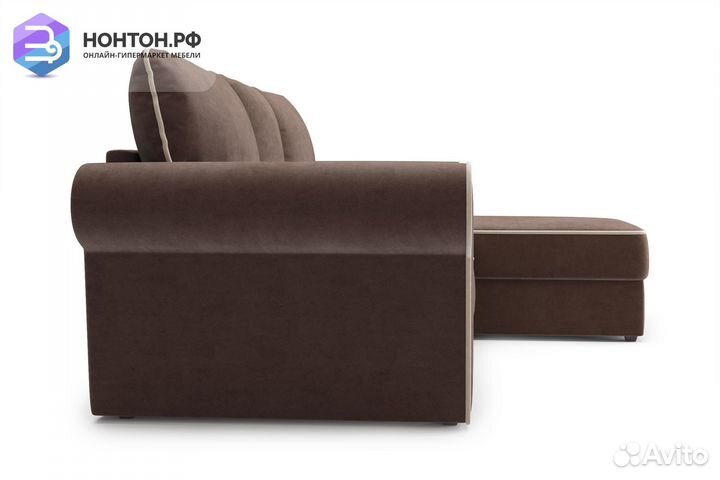 Диван угловой дельфин Прованс коричневый