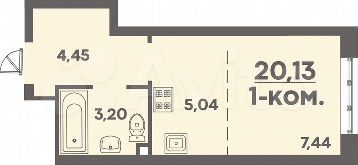 1-к. квартира, 20,1 м², 20/24 эт.