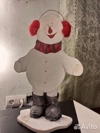 Снеговик деревянный (интерьерные украшения)