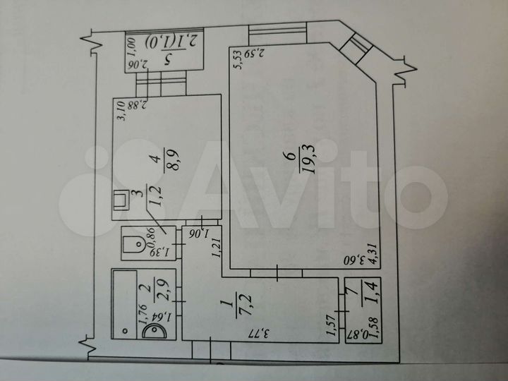 1-к. квартира, 42 м², 5/5 эт.