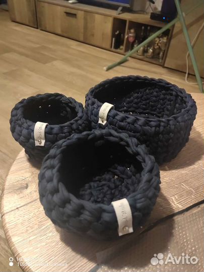 Вязаные корзинки