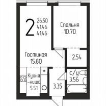 2-к. квартира, 41,4 м², 2/24 эт.