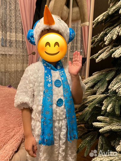 Новогодний детский костюм снеговика 104-110