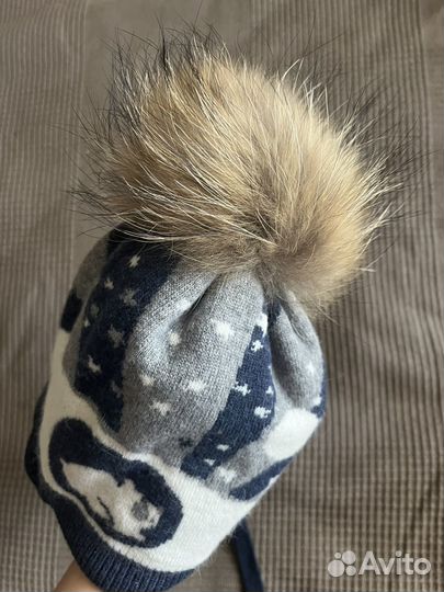 Шапка зимняя с натуральным помпоном
