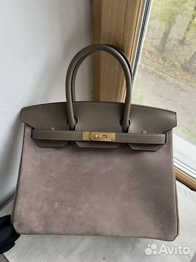 Сумка Hermes Birkin 30 suede/swift gold
