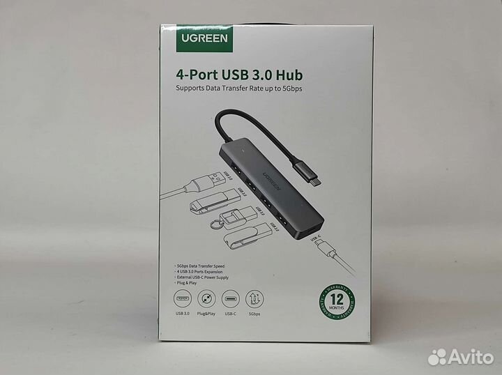 USB-концентратор (хаб) 4 в 1 ugreen Type-C 70336