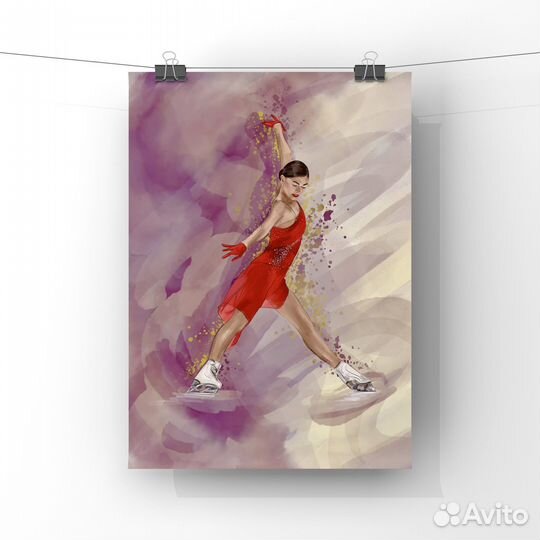 Картина плакат А4 фигурное катание Валиева