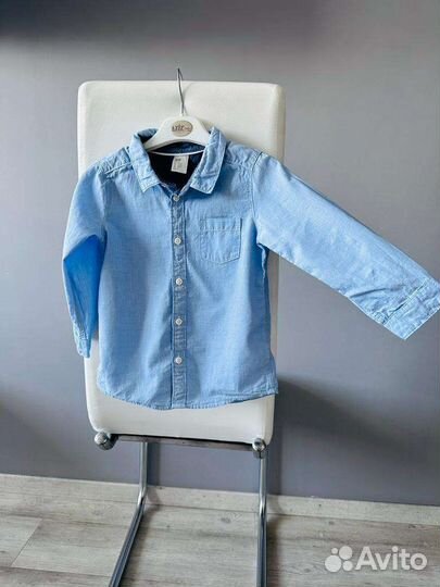 Голубая рубашка на мальчика H&М, 92 2 года
