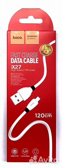 Кабель miсroUSB 5pin 1.2m Hoco X27 (2,4А)