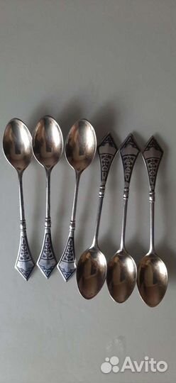 Кофейные серебряные ложки 875 пробы 6 шт