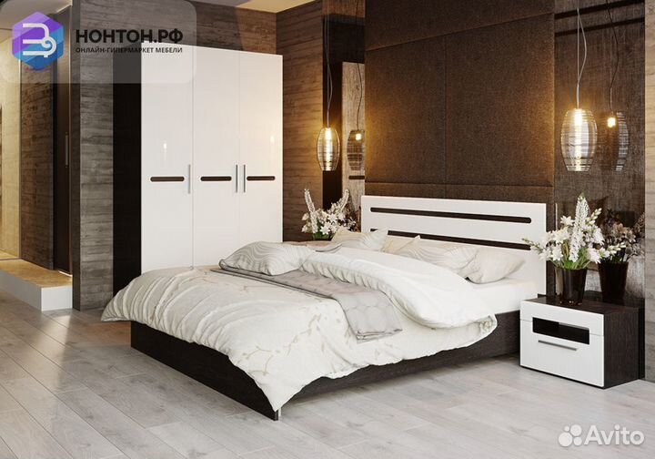 Спальный гарнитур Фьюжн №3 венге линум / белый гля
