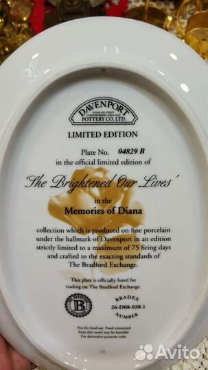 Тарелка с изображением Принцессы Дианы
