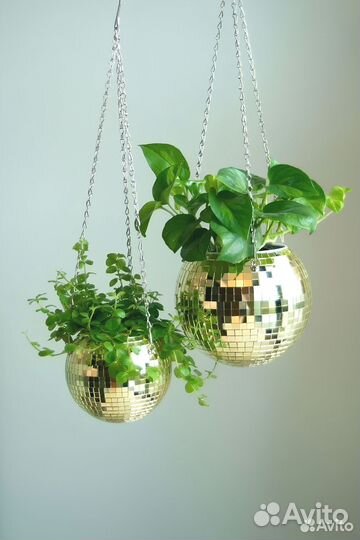 Кашпо из диско шара / кашпо из зеркальной мозаики