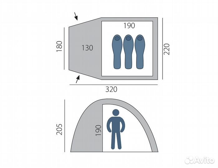 Палатка 3 местная высокая Arten Birdland 3