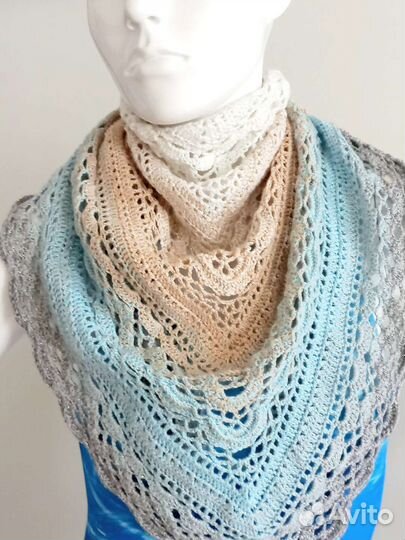 Летняя накидка платок бактус из хлопка