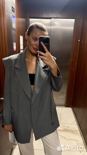 Пиджак серый в полоску