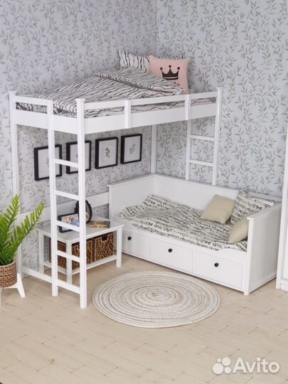 Кровать-чердак для кукол барби, кукольная мебель