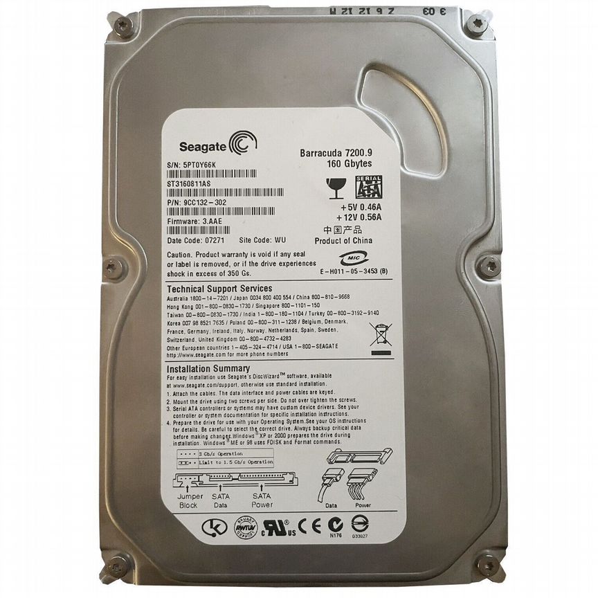 [ST3160811AS] Жесткий Диск Seagate 160gb Sata2 3.5 St3160811as