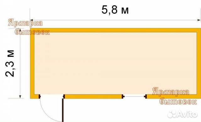 Бытовка дачная 6х2,3м оцинкованный профлист