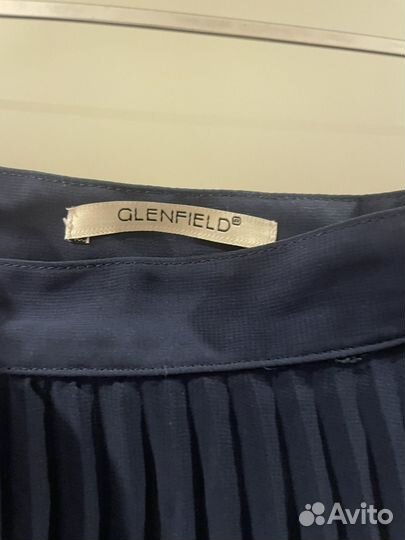 Юбка плиссе длинная темно синяя