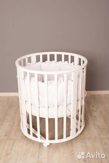 Круглая кроватка на маятнике 7в1