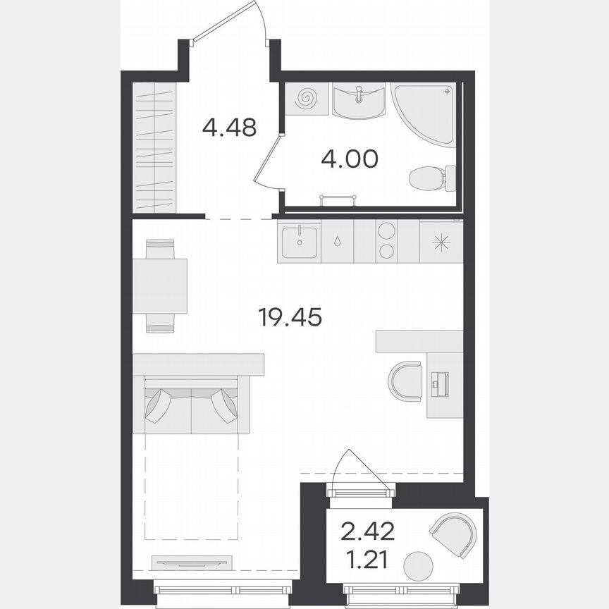 Квартира-студия, 29,1 м², 14/15 эт.