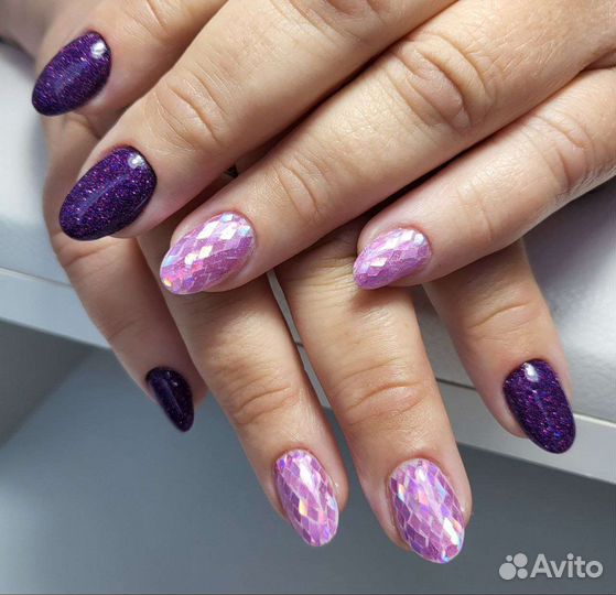 Инновационный маникюр- пудровое покрытие,титан