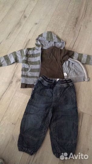 Комплекты на р.80/86: джинсы, ветровка, толстовки